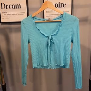 Blue open front long sleeve. NEVER WORN